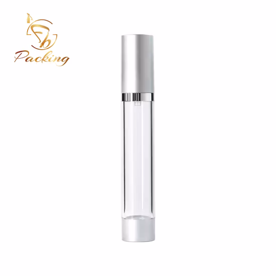 材質としての高い透明性 5ml 10ml 15ml 20ml 30ml エアレスポンプボトル、アルミ素材のポンプとキャップ付き